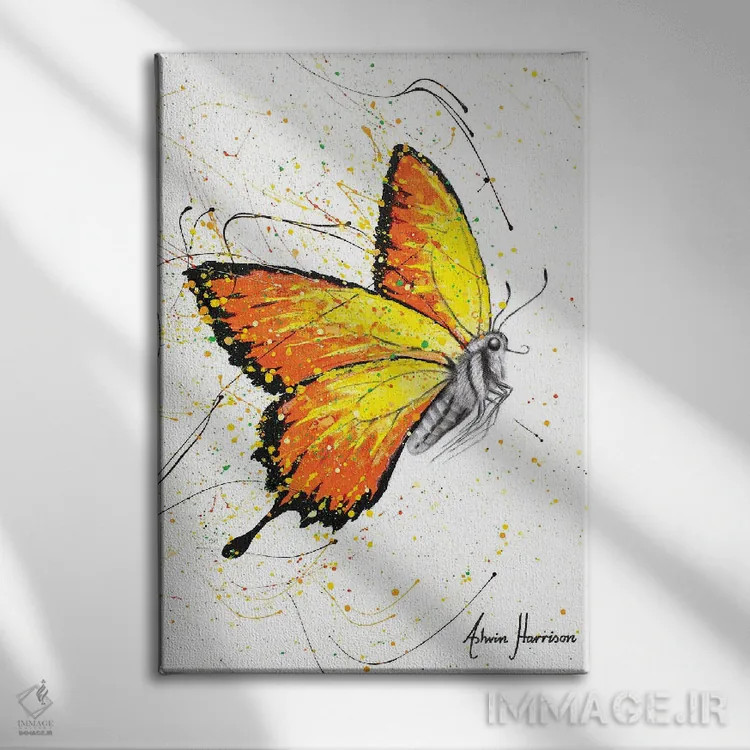 تابلو دکوراتیو پروانه تابستانی گرم اثر اشوین هریسون - نمای روبهرو روی دیوار