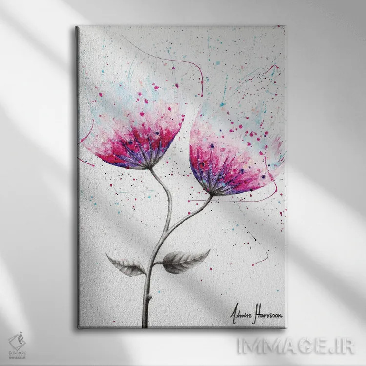تابلو دکوراتیو شکوفه دوگانه اثر اشوین هریسون - نمای روبهرو روی دیوار
