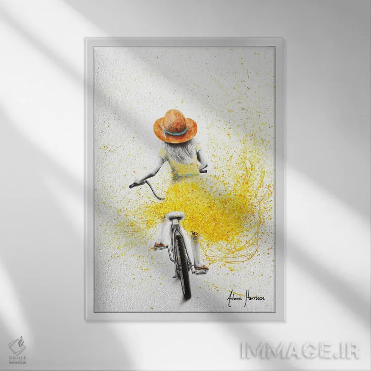 تابلو دکوراتیو سواری او در آفتاب اثر اشوین هریسون - نمای قابدار سفید