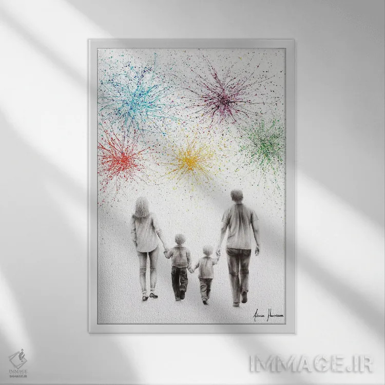 تابلو دکوراتیو شادی خانوادگی اثر اشوین هریسون - نمای قابدار سفید