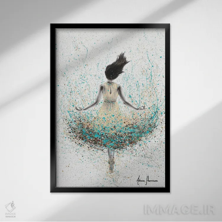 تابلو دکوراتیو بالرین رودخانه گندم اثر اشوین هریسون - نمای قابدار مشکی