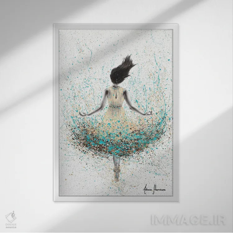 تابلو دکوراتیو بالرین رودخانه گندم اثر اشوین هریسون - نمای قابدار سفید