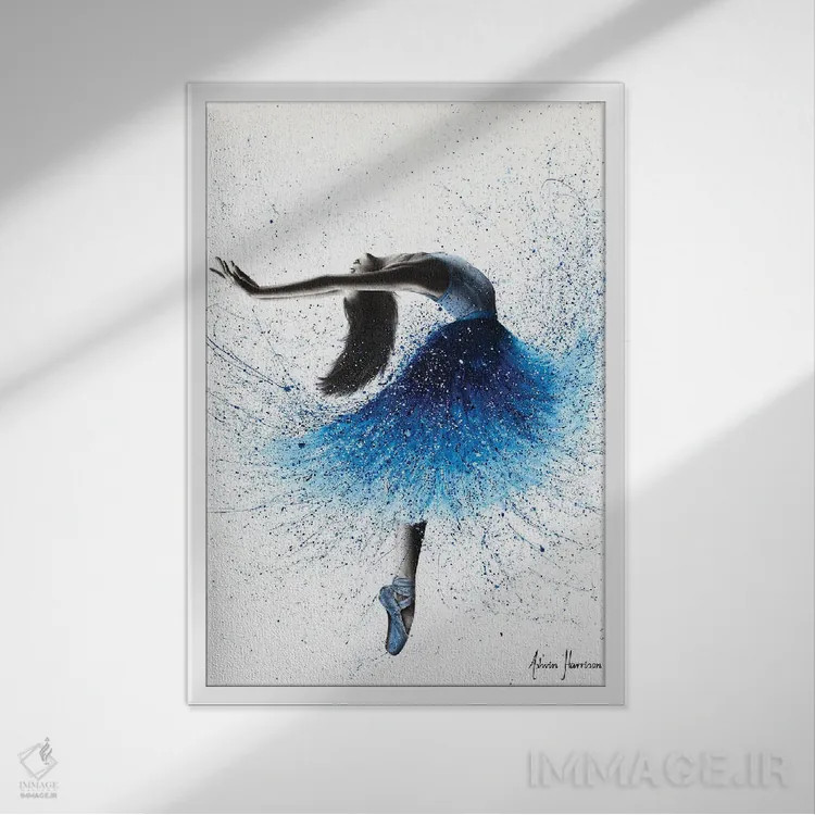 تابلو دکوراتیو رقص فواره کریستالی اثر اشوین هریسون - نمای قابدار سفید