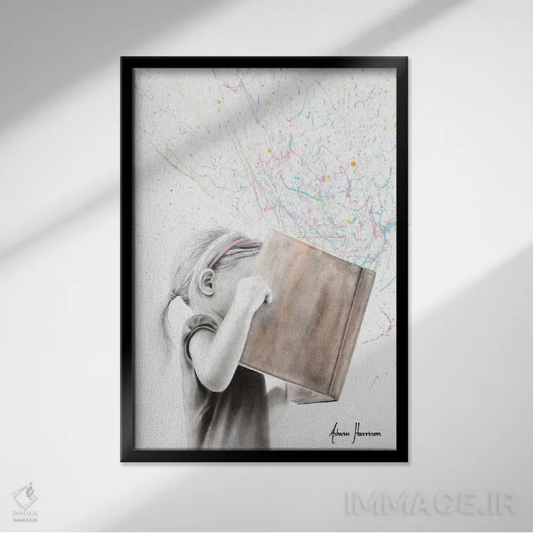 تابلو دکوراتیو متفکرانه اثر اشوین هریسون - نمای قابدار مشکی