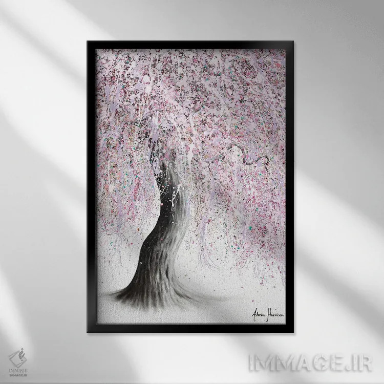 تابلو دکوراتیو درخت رقص ماه ژوئن اثر اشوین هریسون - نمای قابدار مشکی