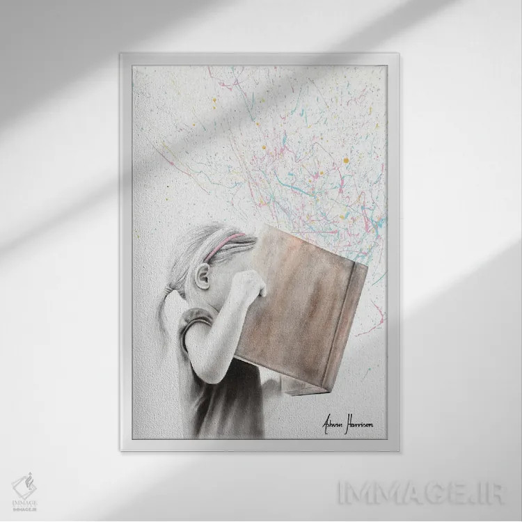 تابلو دکوراتیو متفکرانه اثر اشوین هریسون - نمای قابدار سفید