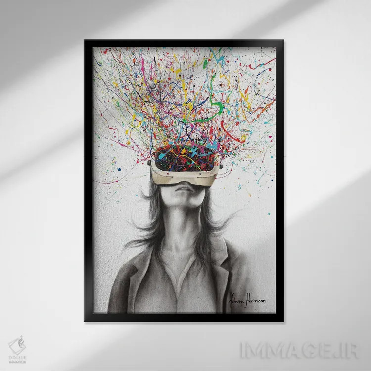 تابلو دکوراتیو واقعیت فیلتر شده اثر اشوین هریسون - نمای قابدار مشکی