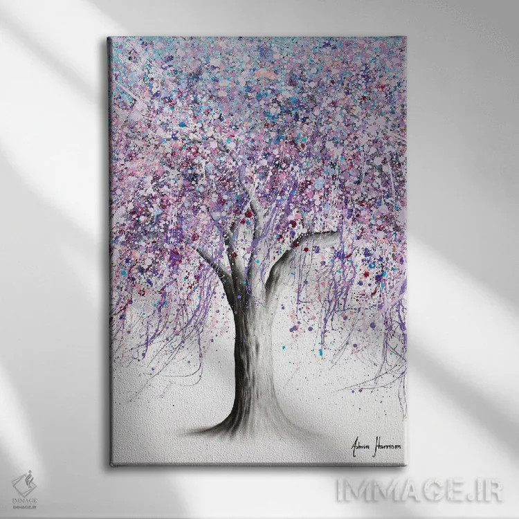تابلو دکوراتیو درخت خرد ویستریا اثر اشوین هریسون - نمای روبهرو روی دیوار