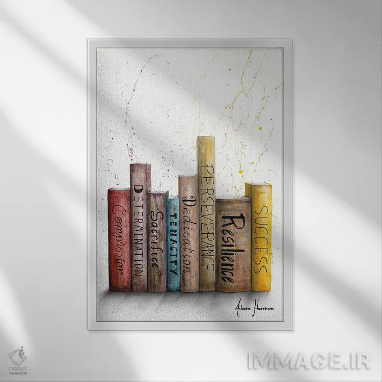 تابلو دکوراتیو سفر به تکامل اثر اشوین هریسون - نمای قابدار سفید