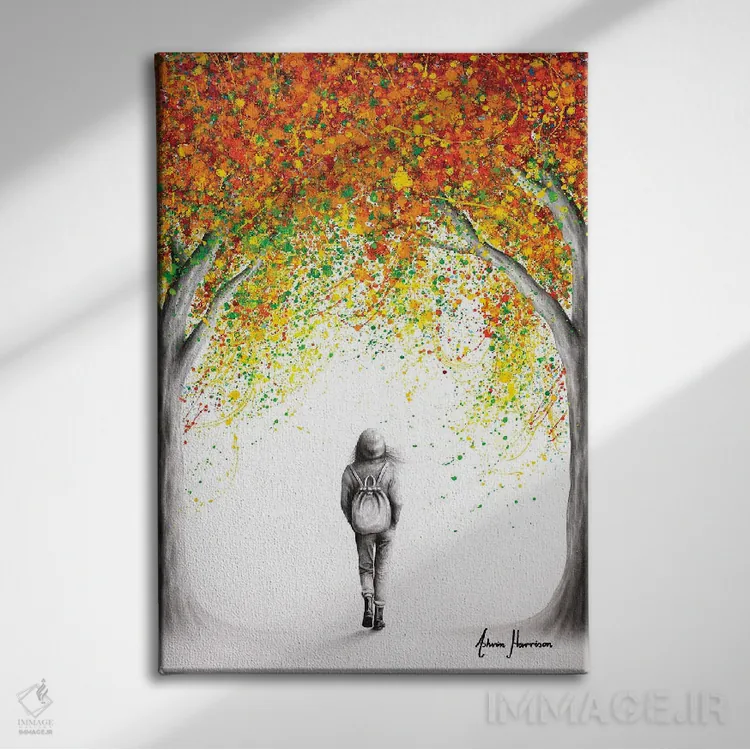 تابلو دکوراتیو زیر درختان پاییزی اثر اشوین هریسون - نمای روبهرو روی دیوار