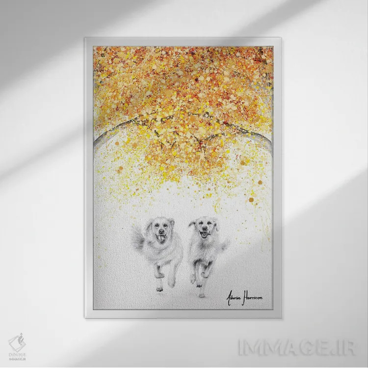 تابلو دکوراتیو مسیر طلایی اثر اشوین هریسون - نمای قابدار سفید