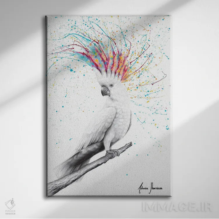 تابلو دکوراتیو کاکاتووی باحال اثر اشوین هریسون - نمای روبهرو روی دیوار