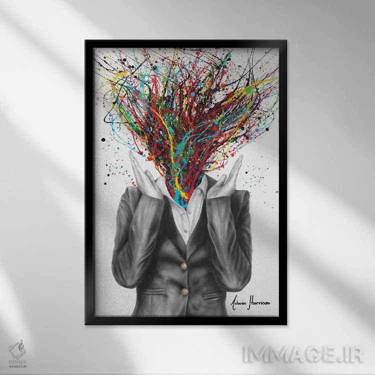 تابلو دکوراتیو دریافت همه چیز اثر اشوین هریسون - نمای قابدار مشکی