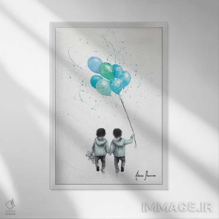تابلو دکوراتیو دوقلوها اثر اشوین هریسون - نمای قابدار سفید
