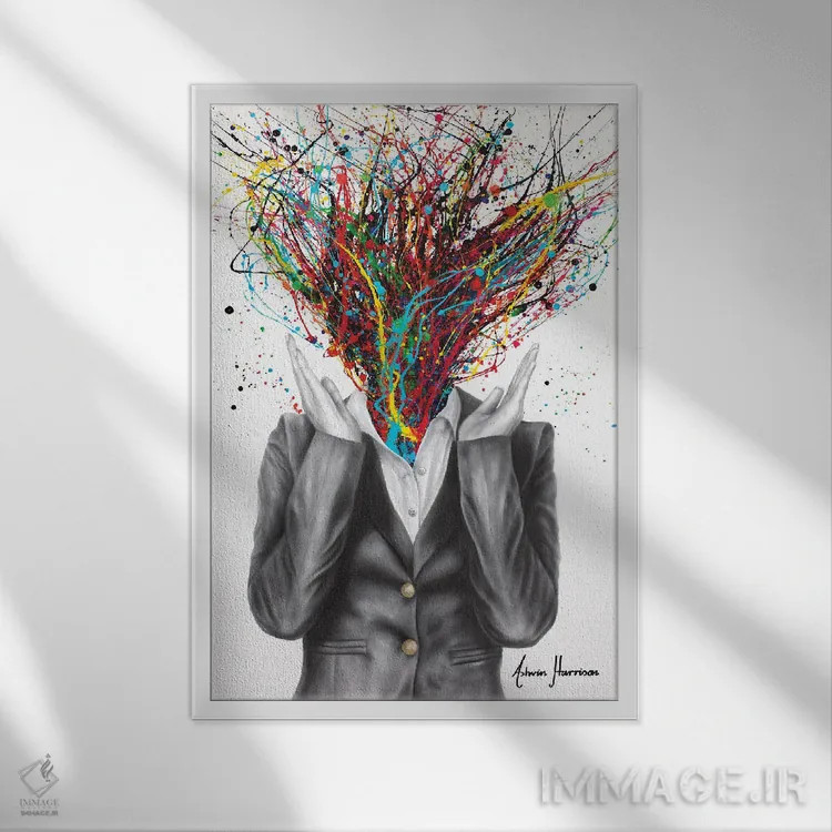 تابلو دکوراتیو دریافت همه چیز اثر اشوین هریسون - نمای قابدار سفید