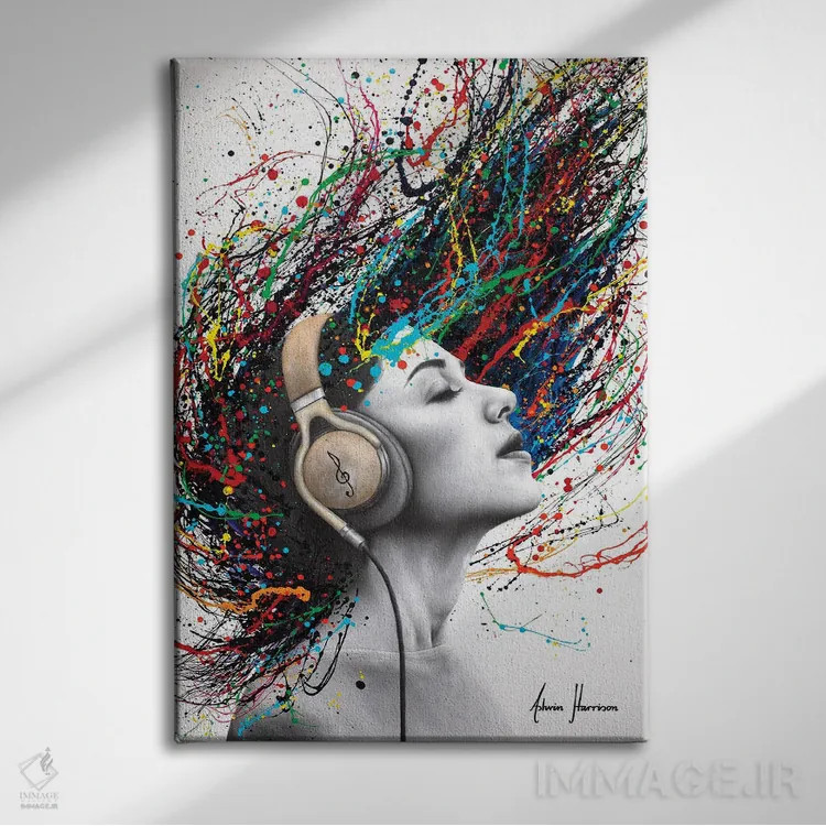 تابلو دکوراتیو نواختن آهنگ خودش اثر اشوین هریسون - نمای روبهرو روی دیوار