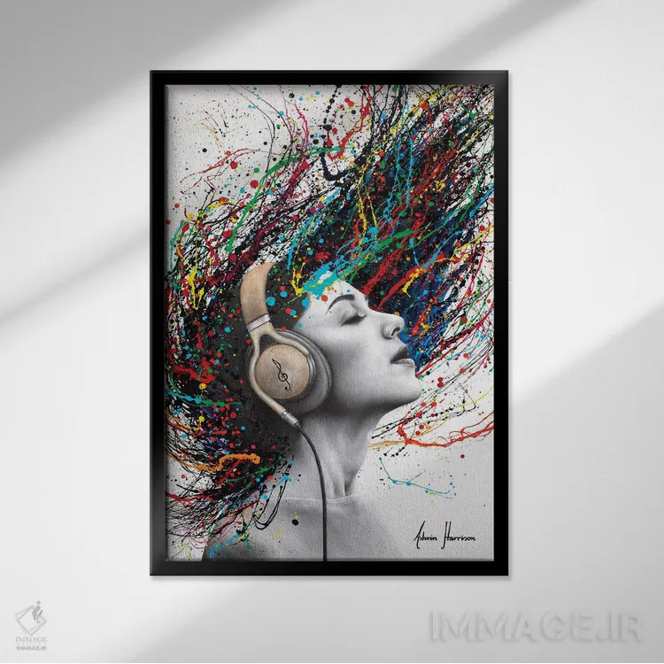 تابلو دکوراتیو نواختن آهنگ خودش اثر اشوین هریسون - نمای قابدار مشکی
