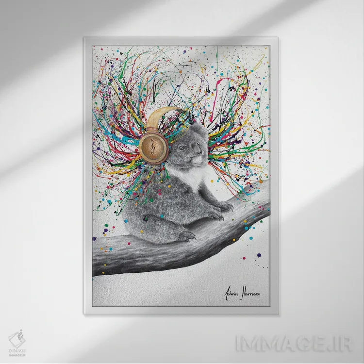 تابلو دکوراتیو اوج کوالا اثر اشوین هریسون - نمای قابدار سفید