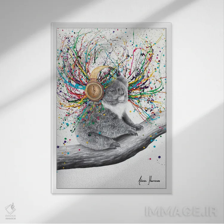 تابلو دکوراتیو اوج کوالا اثر اشوین هریسون - نمای قابدار سفید