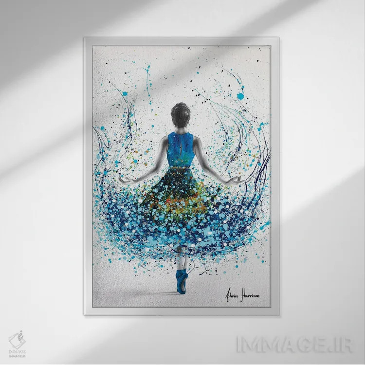 تابلو دکوراتیو رقاص باله رودخانه الماس اثر اشوین هریسون - نمای قابدار سفید