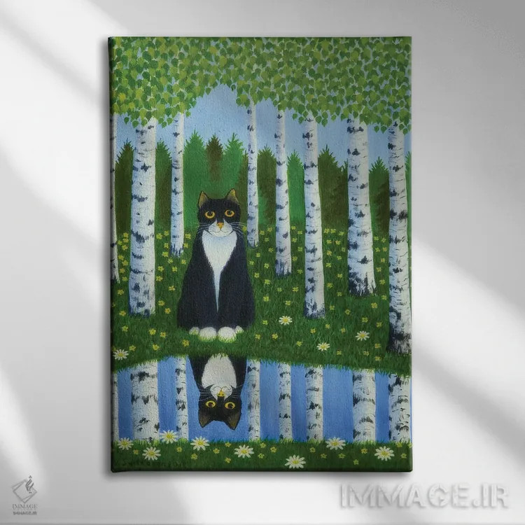 تابلو دکوراتیو گربه تابستانی اثر ویکو سویکانن - نمای روبهرو روی دیوار