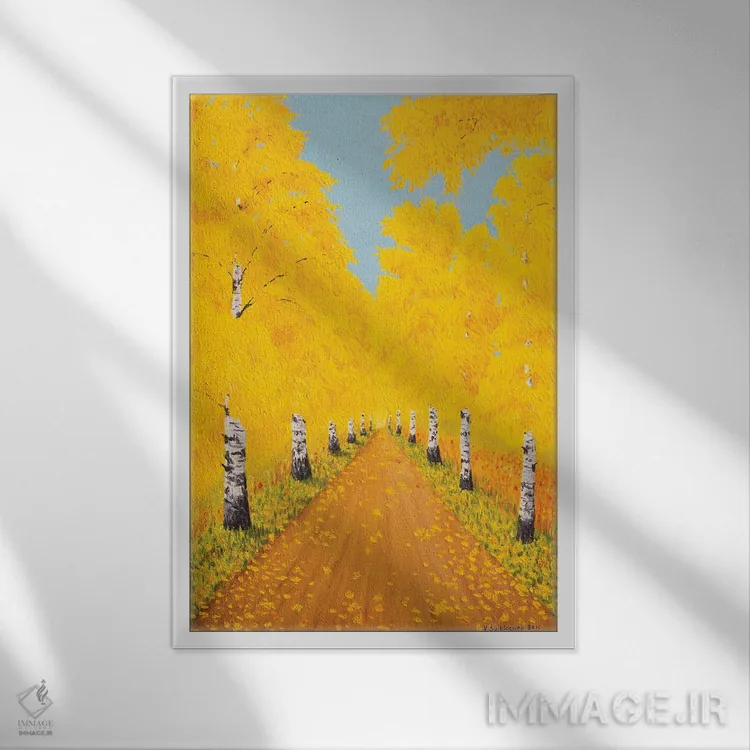 تابلو دکوراتیو پاییز طلایی اثر ویکو سویکانن - نمای قابدار سفید