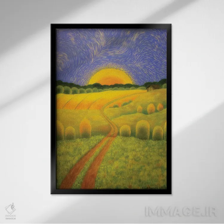 تابلو دکوراتیو صبح روستایی اثر ویکو سویکانن - نمای قابدار مشکی