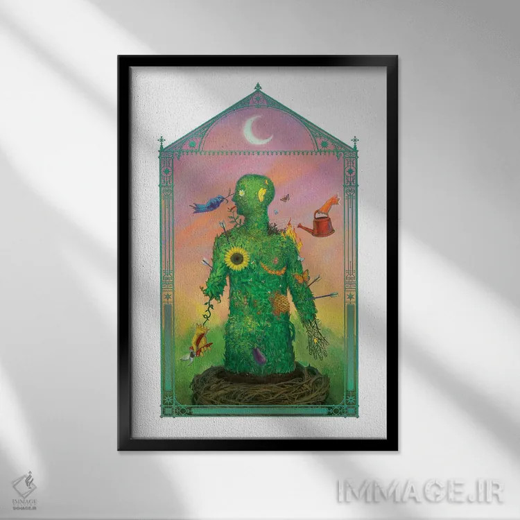 تابلو دکوراتیو باغ درون اثر وارسام کورنیا - نمای قابدار مشکی