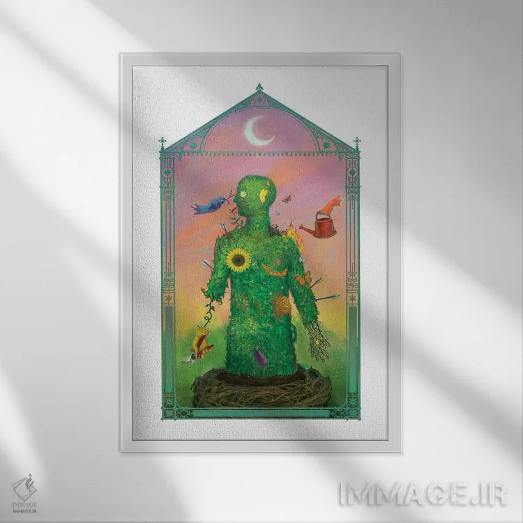 تابلو دکوراتیو باغ درون اثر وارسام کورنیا - نمای قابدار سفید