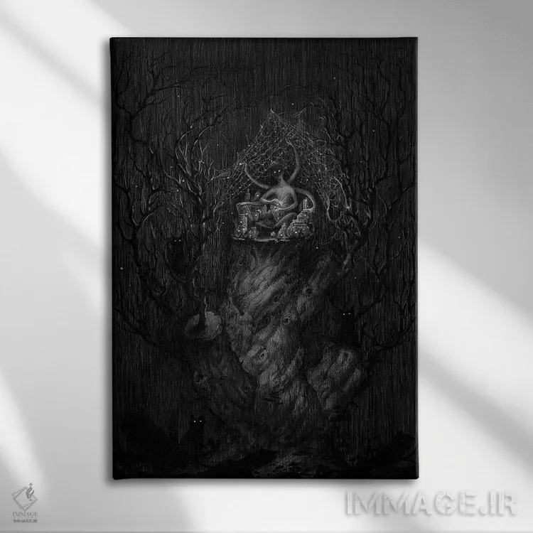 تابلو دکوراتیو خورشیدگرفتگی اثر وارسام کورنیا - نمای روبهرو روی دیوار