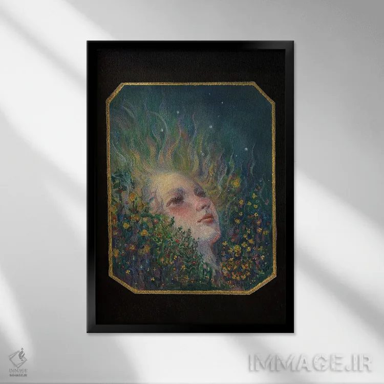 تابلو دکوراتیو رویای من در گل است اثر وارسام کورنیا - نمای قابدار مشکی