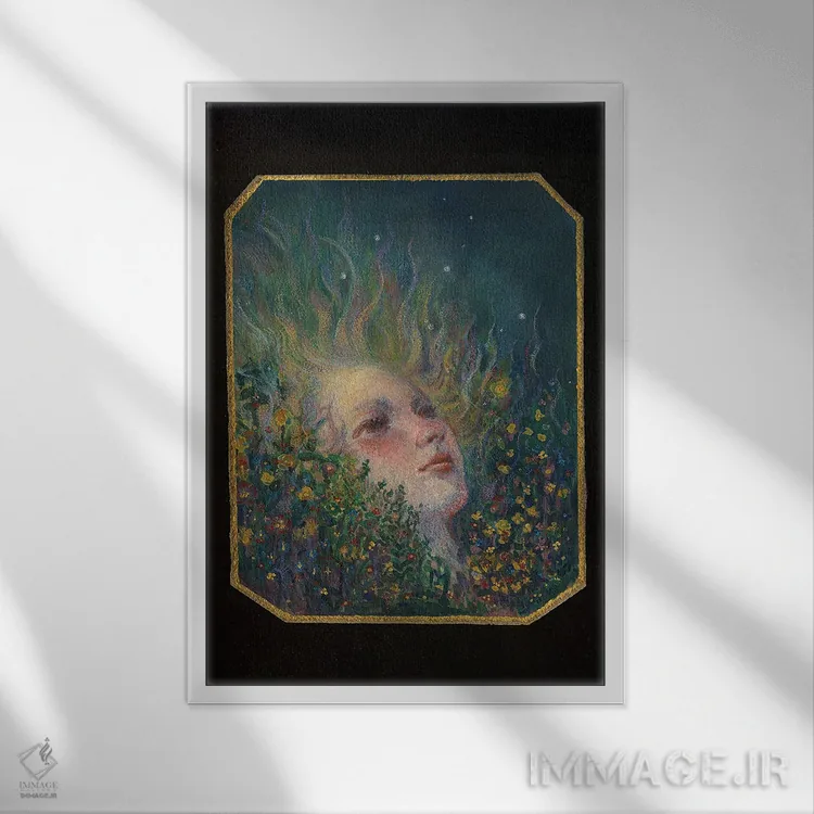 تابلو دکوراتیو رویای من در گل است اثر وارسام کورنیا - نمای قابدار سفید