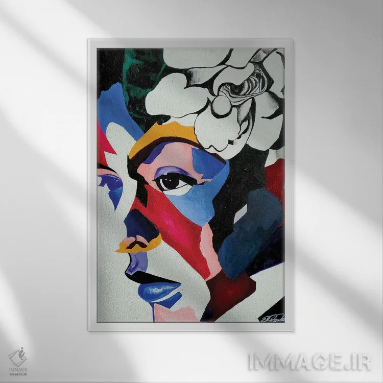 تابلو دکوراتیو درد دل بنشین اثر واکسن - نمای قابدار سفید