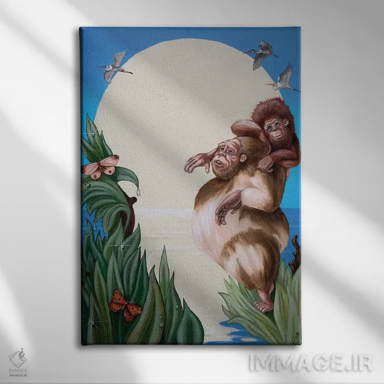 تابلو انتزاعی داروین اثر ویکتور مولو - نمای روبهرو روی دیوار