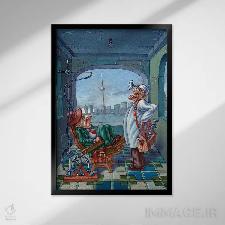 تابلو دکوراتیو دندان پزشک اثر ویکتور مولو - نمای قابدار مشکی