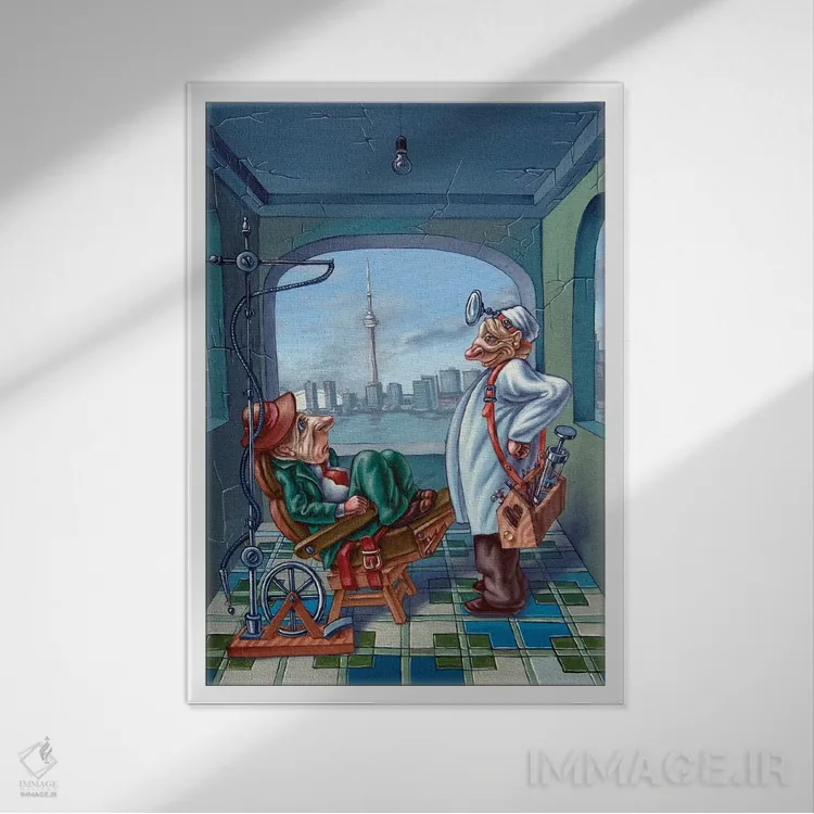 تابلو دکوراتیو دندان پزشک اثر ویکتور مولو - نمای قابدار سفید
