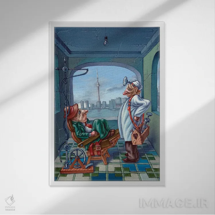 تابلو دکوراتیو دندان پزشک اثر ویکتور مولو - نمای قابدار سفید