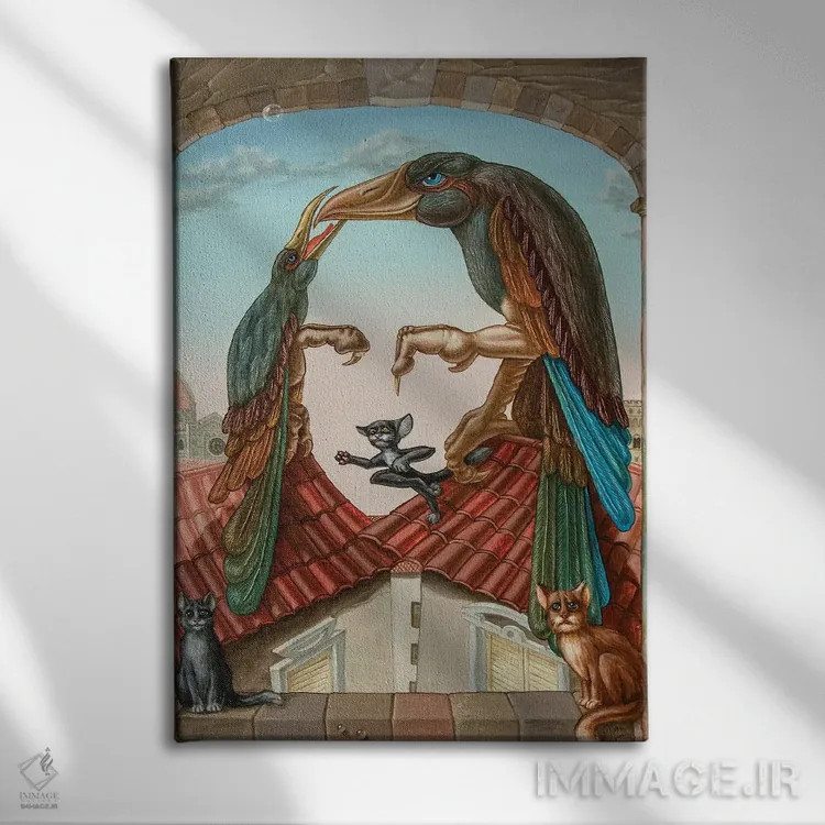 تابلو انتزاعی مونا لیزا اثر ویکتور مولو - نمای روبهرو روی دیوار
