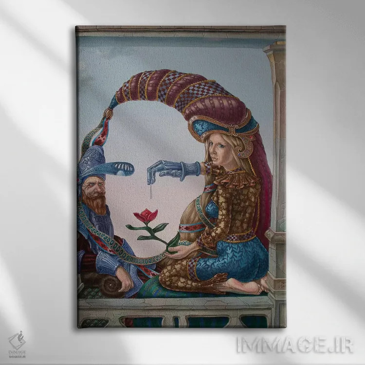 تابلو انتزاعی مونا لیزا اثر ویکتور مولو - نمای روبهرو روی دیوار