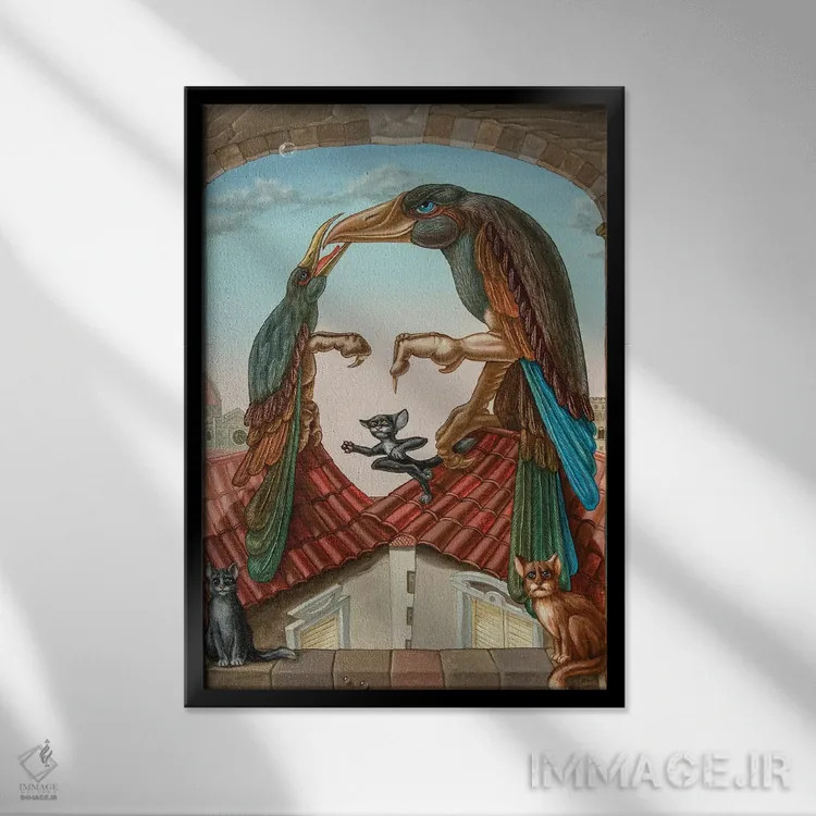 تابلو انتزاعی مونا لیزا اثر ویکتور مولو - نمای قابدار مشکی