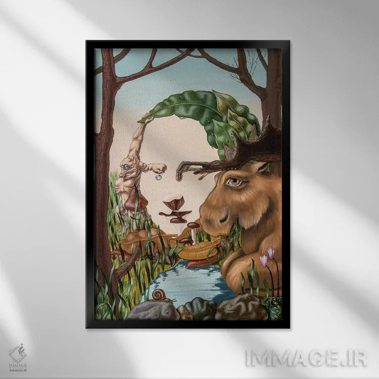 تابلو انتزاعی مونا لیزا اثر ویکتور مولو - نمای قابدار مشکی