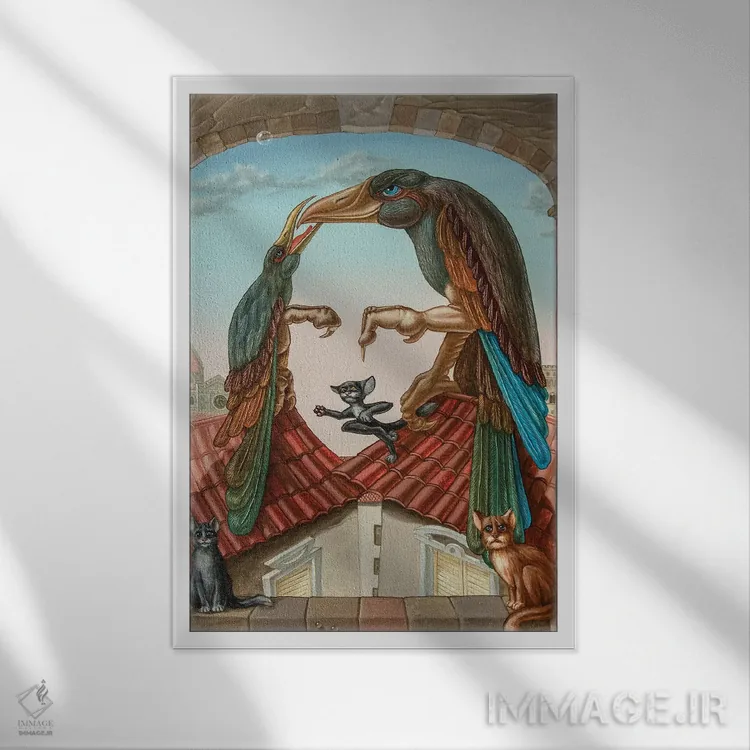 تابلو انتزاعی مونا لیزا اثر ویکتور مولو - نمای قابدار سفید