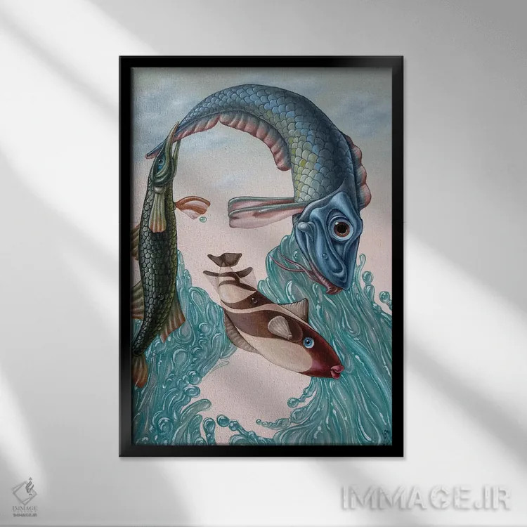 تابلو انتزاعی مونا لیزا – آب اثر ویکتور مولو - نمای قابدار مشکی