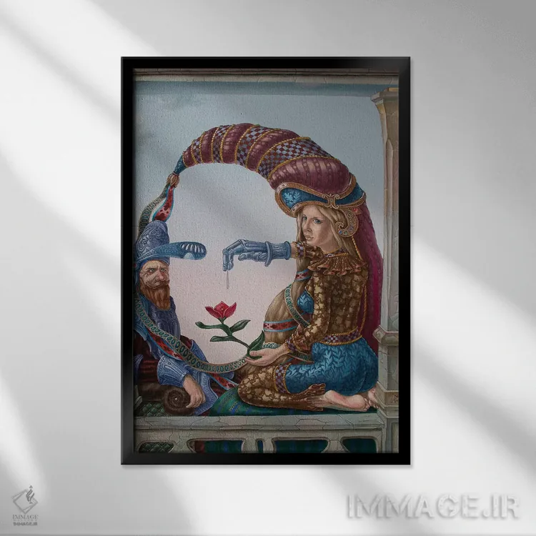تابلو انتزاعی مونا لیزا اثر ویکتور مولو - نمای قابدار مشکی