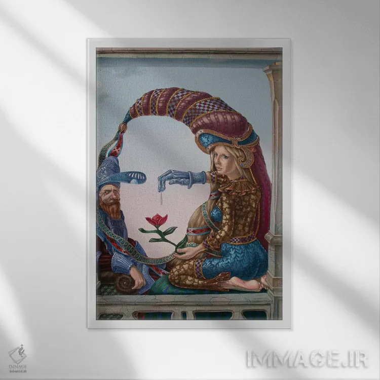 تابلو انتزاعی مونا لیزا اثر ویکتور مولو - نمای قابدار سفید