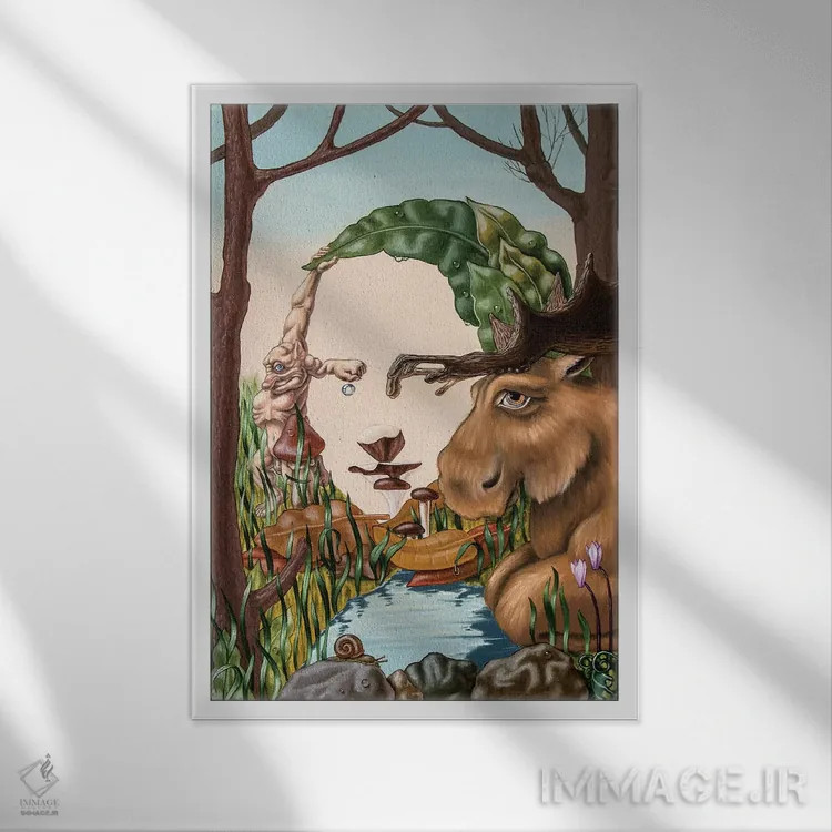 تابلو انتزاعی مونا لیزا اثر ویکتور مولو - نمای قابدار سفید