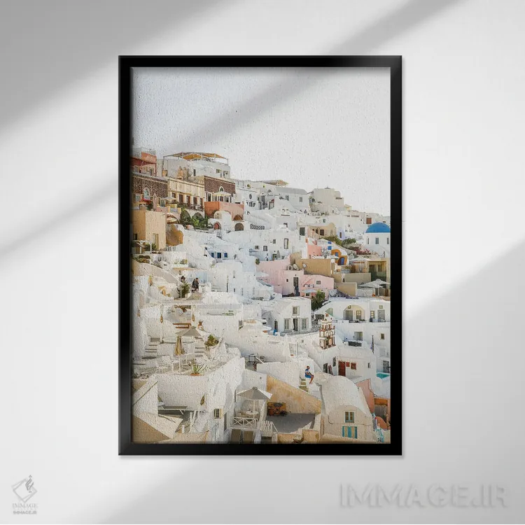تابلو دکوراتیو طلوع بر فراز کالدرا اثر ویکتوریا متاکساس - نمای قابدار مشکی