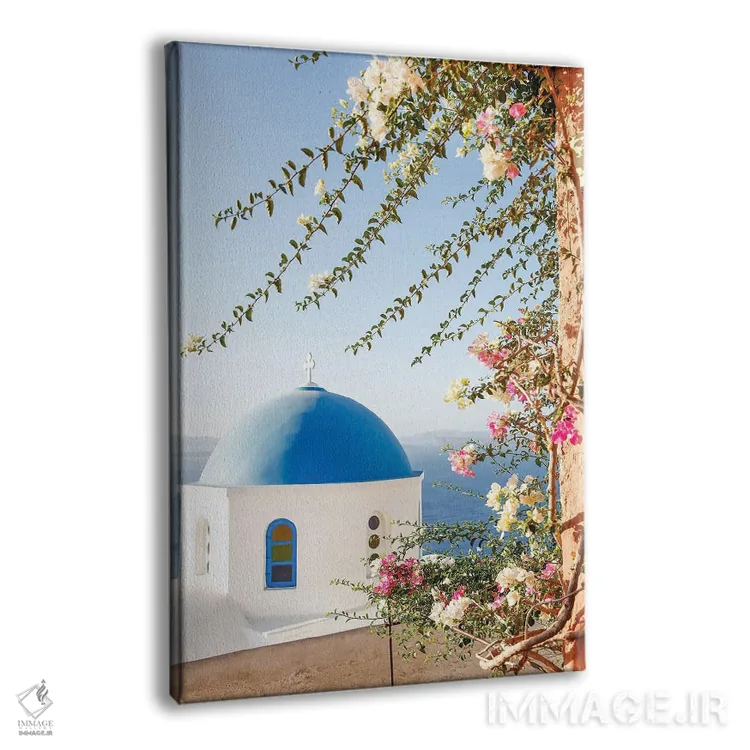 تابلو دکوراتیو سانتورینی زیبا اثر ویکتوریا متاکساس - نمای پرسپکتیو محصول