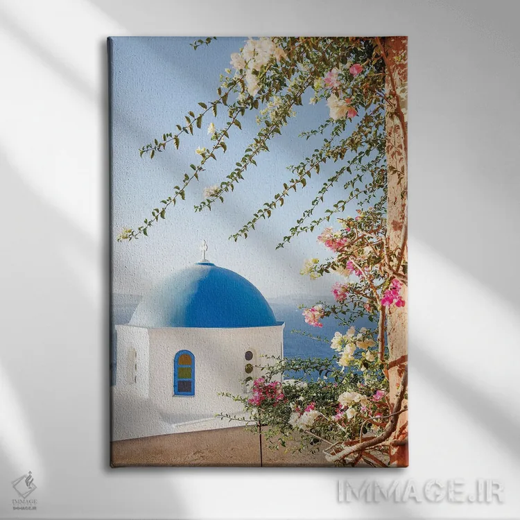 تابلو دکوراتیو سانتورینی زیبا اثر ویکتوریا متاکساس - نمای روبهرو روی دیوار