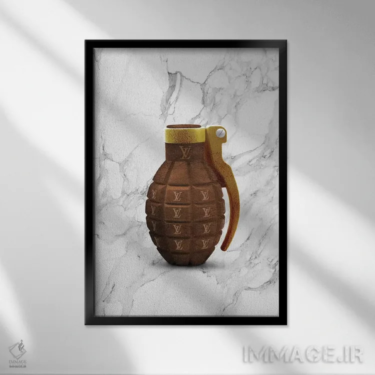 تابلو دکوراتیو نارنجک LV اثر الکساندر ونانسیو - نمای قابدار مشکی